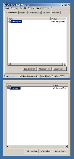 Taskmanager ohne Menu